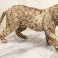 Lot 182 - Vintage Leather And Fur Wild Cat Tiger Model With Glass Eyes And Striped Tail, 8" H, Note Poor Condition