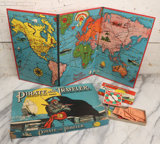 Lot 185 - Vintage Milton Bradley "Pirate And Traveler" Board Game No. 4563 In Original Box, 1936