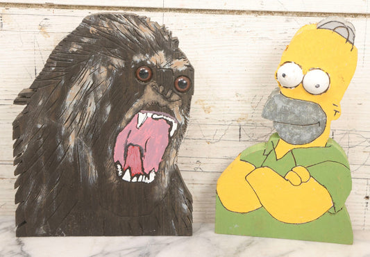 Lot 186 - Vintage Pair Of Scroll-Cut Wooden Character Cutouts, "Homer Simpson" And "King Kong"