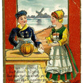 Lot 192 - Antique Embossed Halloween Postcard “Halloween Greetings” Dutch Children With Pumpkin And Windmill, Made In Saxony, Series 0624, Written On Verso