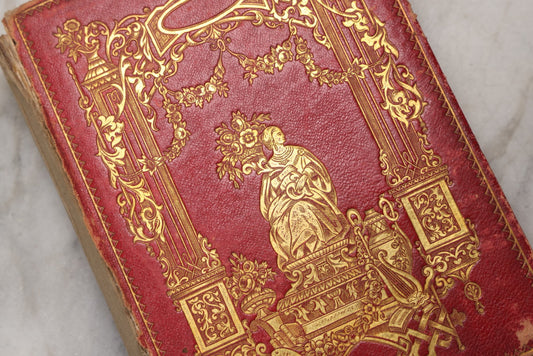 Lot 209 - "The Golden Gift; A Wreath Of Gems" Antique Poetry And Prose Book Compiled By Emily Percival, Illustrated With Engraved Plates Of Women And Lovers, Published By Phillips, Sampson, And Company, Boston, 1853, Note Missing Spine Cover