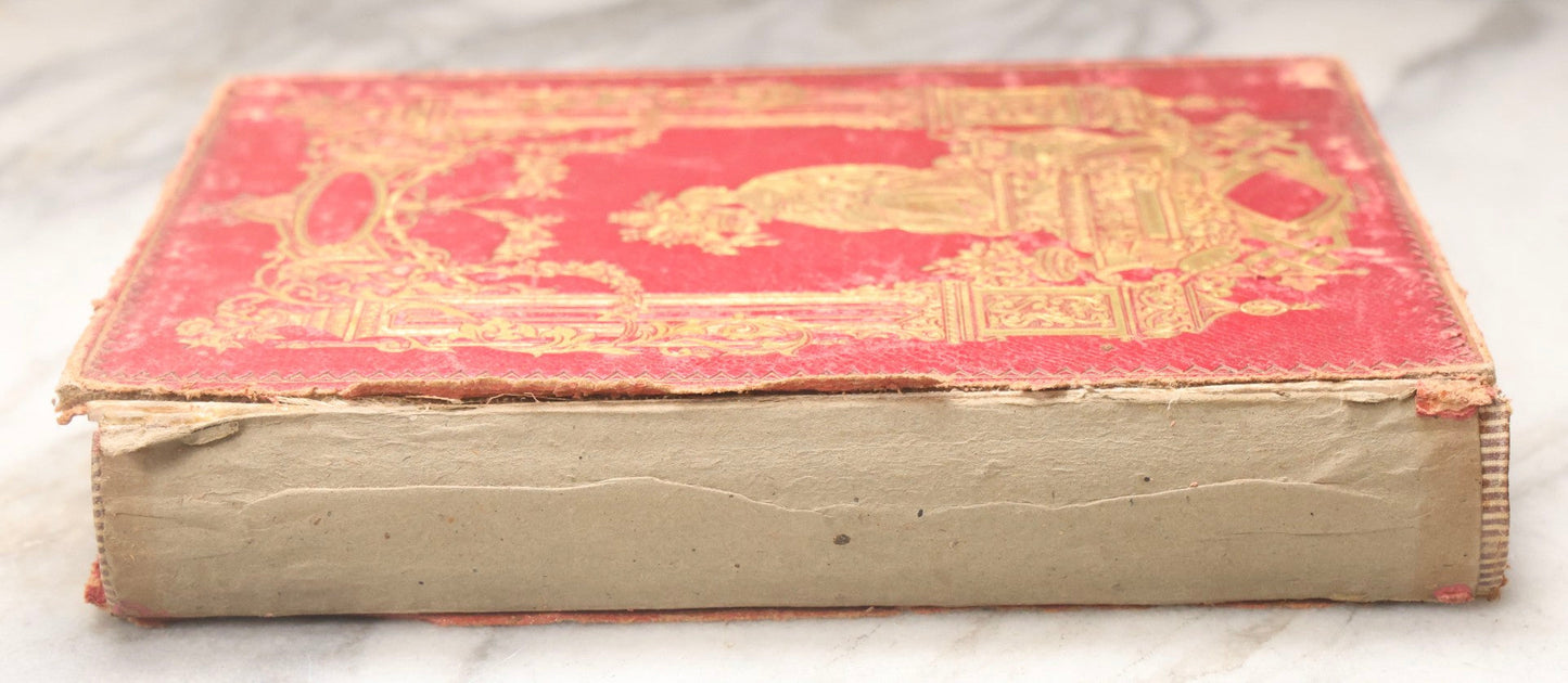 Lot 209 - "The Golden Gift; A Wreath Of Gems" Antique Poetry And Prose Book Compiled By Emily Percival, Illustrated With Engraved Plates Of Women And Lovers, Published By Phillips, Sampson, And Company, Boston, 1853, Note Missing Spine Cover