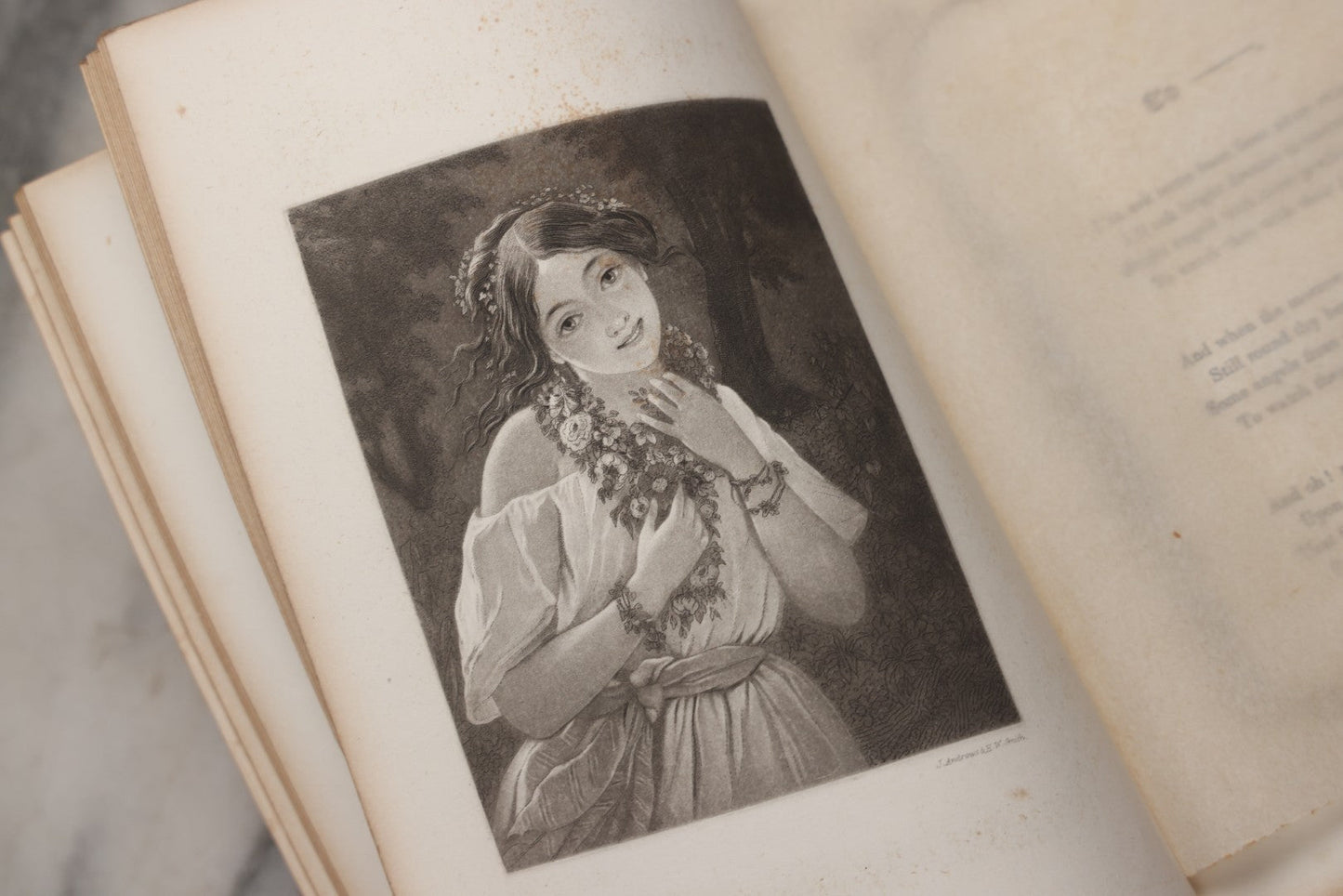 Lot 209 - "The Golden Gift; A Wreath Of Gems" Antique Poetry And Prose Book Compiled By Emily Percival, Illustrated With Engraved Plates Of Women And Lovers, Published By Phillips, Sampson, And Company, Boston, 1853, Note Missing Spine Cover