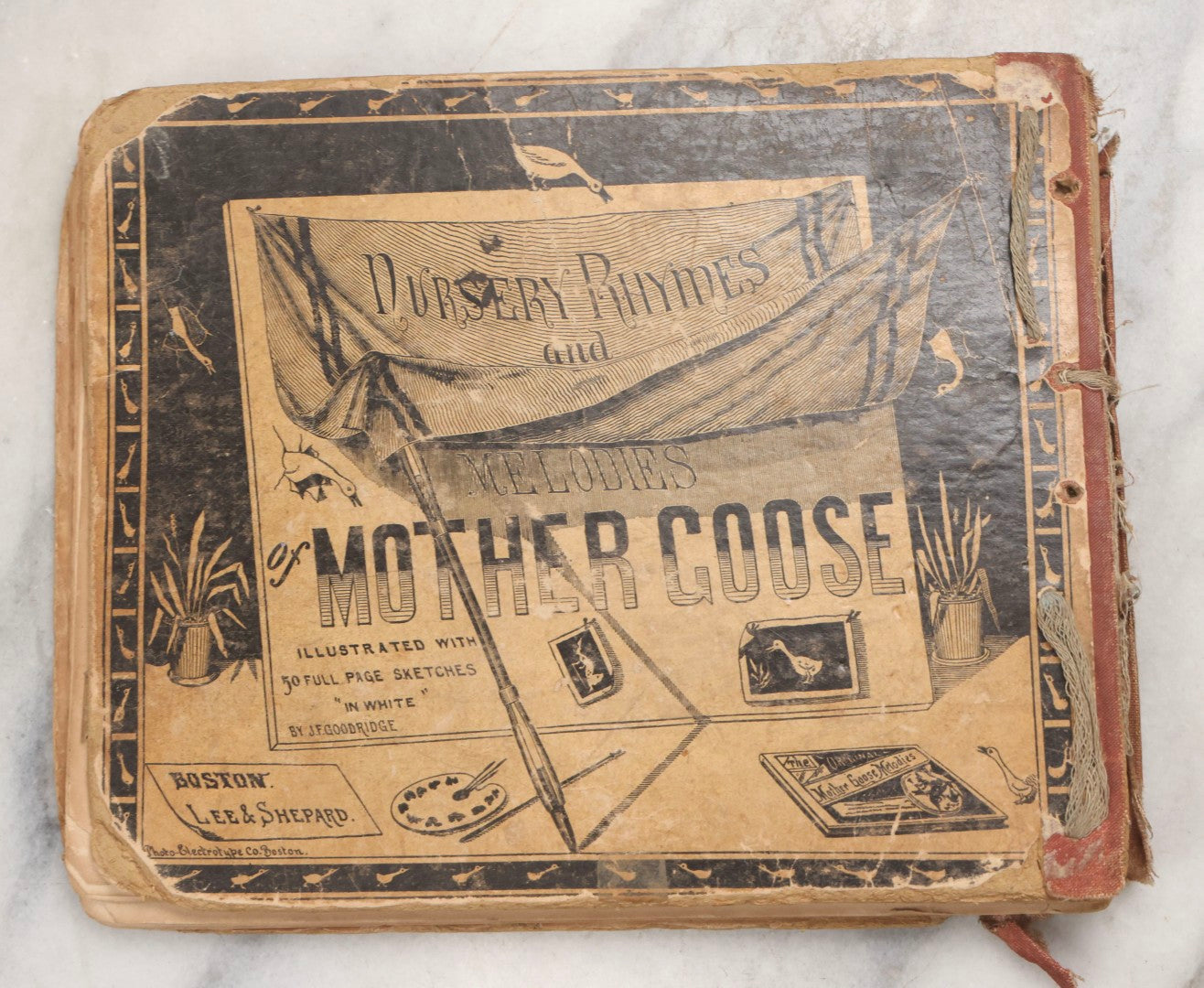 Lot 214 - "Nursery Rhymes And Melodies Of Mother Goose" Antique Illustrated Children's Book Of Verse With Silhouette Sketches By J. F. Goodridge, Published By Lee & Shepard, Boston, 1880