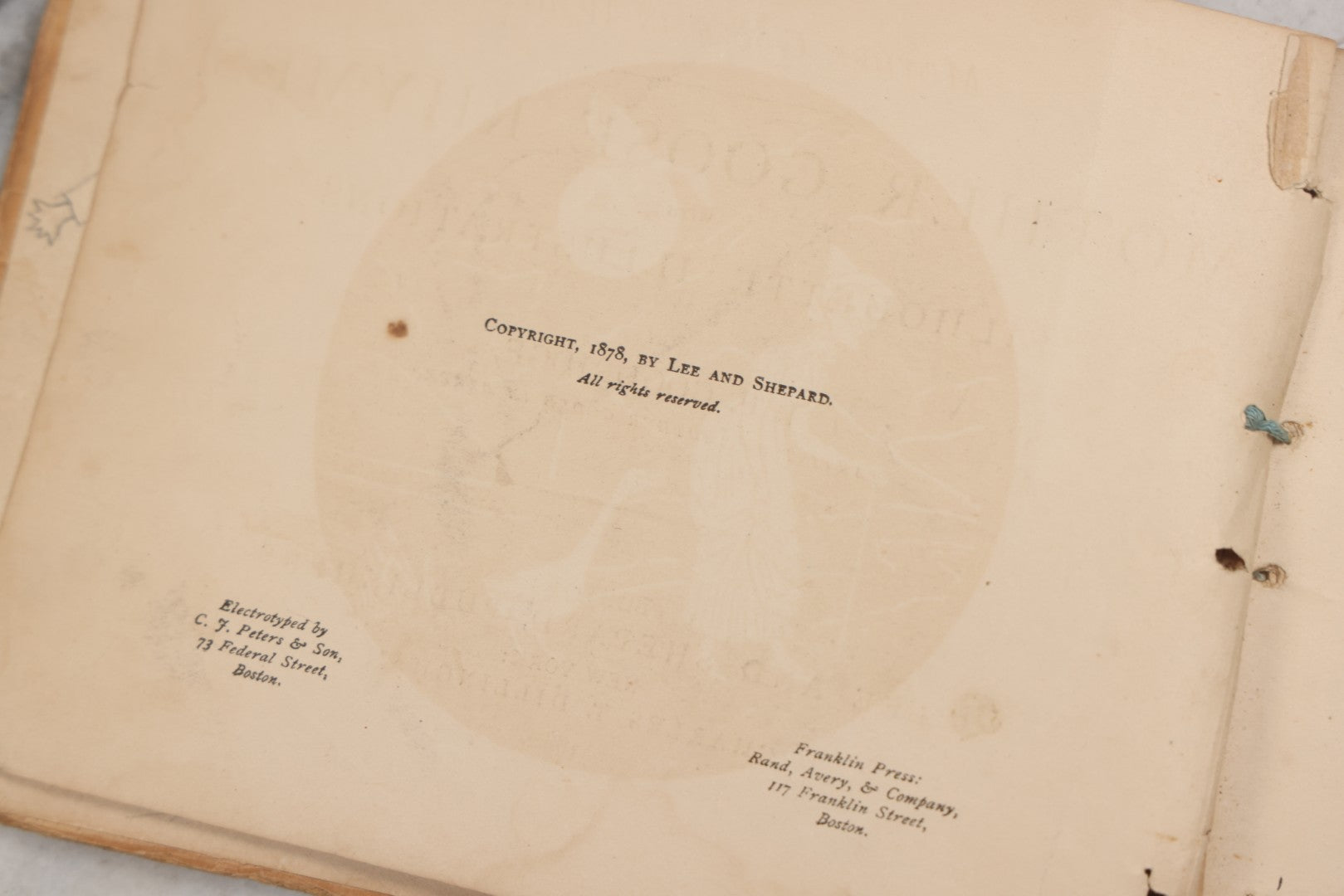 Lot 214 - "Nursery Rhymes And Melodies Of Mother Goose" Antique Illustrated Children's Book Of Verse With Silhouette Sketches By J. F. Goodridge, Published By Lee & Shepard, Boston, 1880