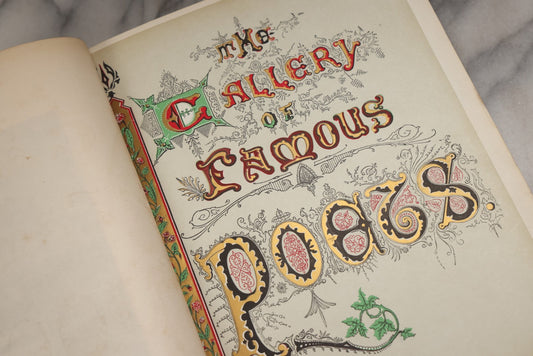 Lot 227 - "Gallery Of The Famous Poets" Antique Illustrated Poetry Compendium With Introduction By Henry Coppee, J. M. Stoddart, Philadelphia, 1874