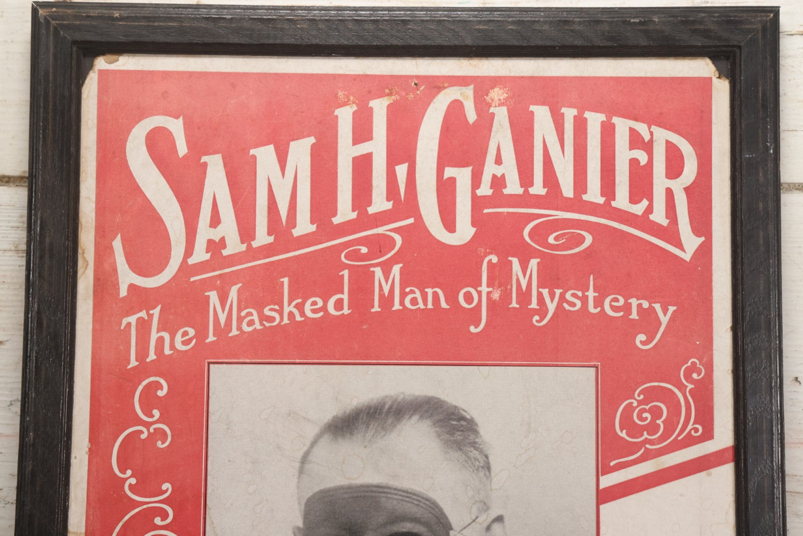 Lot 003 - Vintage Magic Show Poster For Sam H. Ganier, “The Masked Man Of Mystery,” Featuring “Marvelous Feats And Illusions,” Custom Framed, 15-5/8" x 23-7/8"