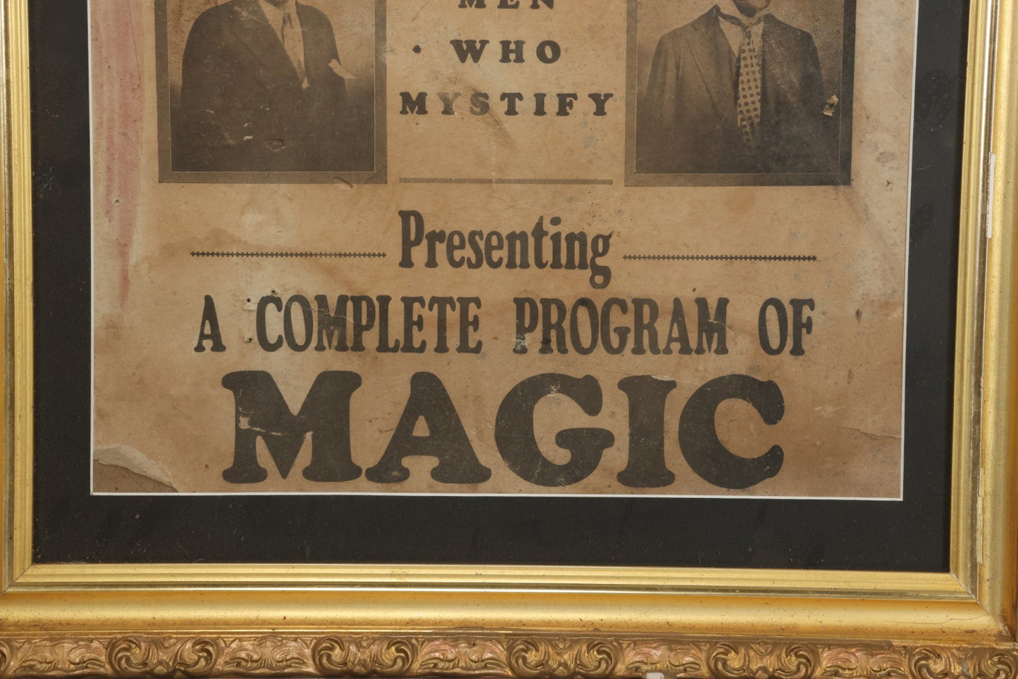 Lot 004 - Vintage Magic Poster, "Coming! The Leroy Bros., The Men Who Mystify, Presenting A Complete Program Of Magic," Custom Frame, 19" x 23"