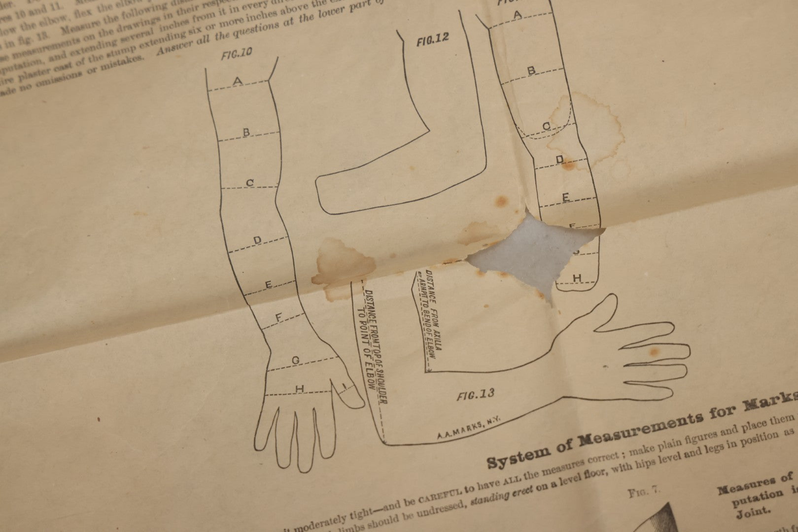 Lot 008 - Antique Medical Broadside Ordering Form And Instructions For "Mark's Patent First Premium Artificial Arms And Legs," Copyright A.A. Marks, 1885, New York City