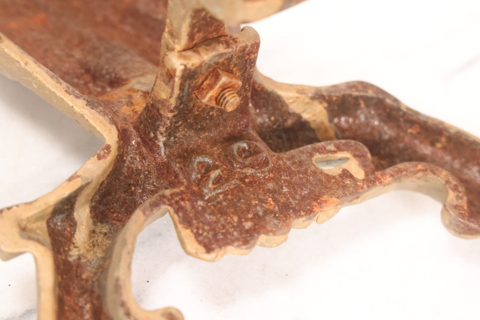 Lot 010 - Pair Of Antique Gold-Painted Cast Iron Owl Andirons With Painted Eyes, 13-7/8" H Each