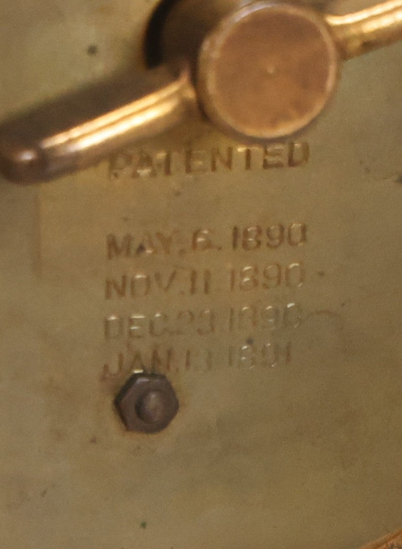 Lot 012 - Antique Waterbury Clock Co. Gold-Painted Spelter Mantel Clock With Hand-Painted Dial And Cupid Scene Panel, Circa 1890s Working Condition, 11" H