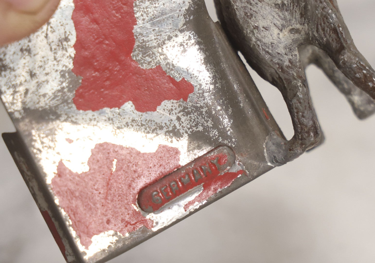 Lot 014 - Antique German Cast Metal Bobble-Head Cat With Card Holder, Cold Painted, 2-3/8" H