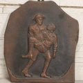 Lot 015 - Antique Bronze-Finished Metal Relief Plaque Depicting WWI Soldier Carrying Fallen Comrade, With Hanging Ring, 8-1/4" x 9-5/8"