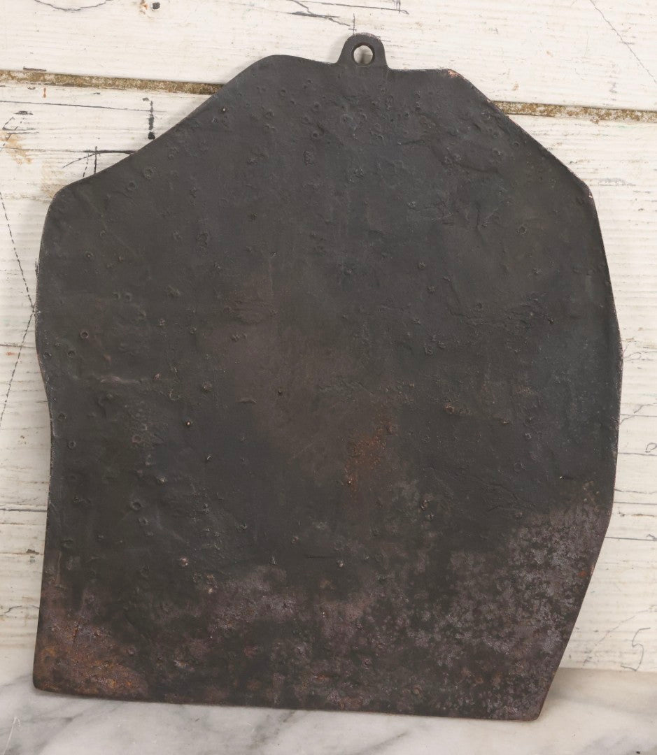 Lot 015 - Antique Bronze-Finished Metal Relief Plaque Depicting WWI Soldier Carrying Fallen Comrade, With Hanging Ring, 8-1/4" x 9-5/8"