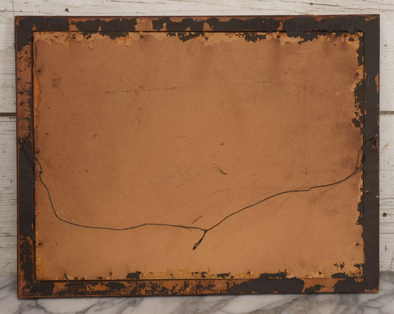 Lot 016 - Antique Boareded Photograph Of U.S. Army Soldiers In Early World War I Service Uniforms With Campaign Hats, Circa 1917–1918, In Frame, 17-5/8" x 13-5/8"