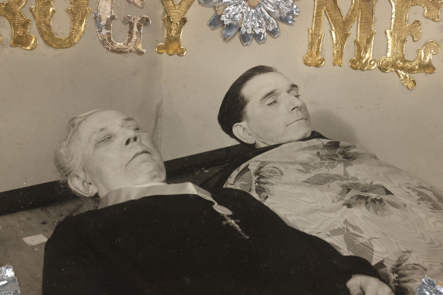 Lot 017 - Antique Polish Postmortem Photograph Assemblage "Zawczaś Drogi Mężu, Droga Mama" (“Too Soon, Dear Husband, Dear Mother”) Memorial, Dated December 1941, 17-3/4" x 14-5/8"