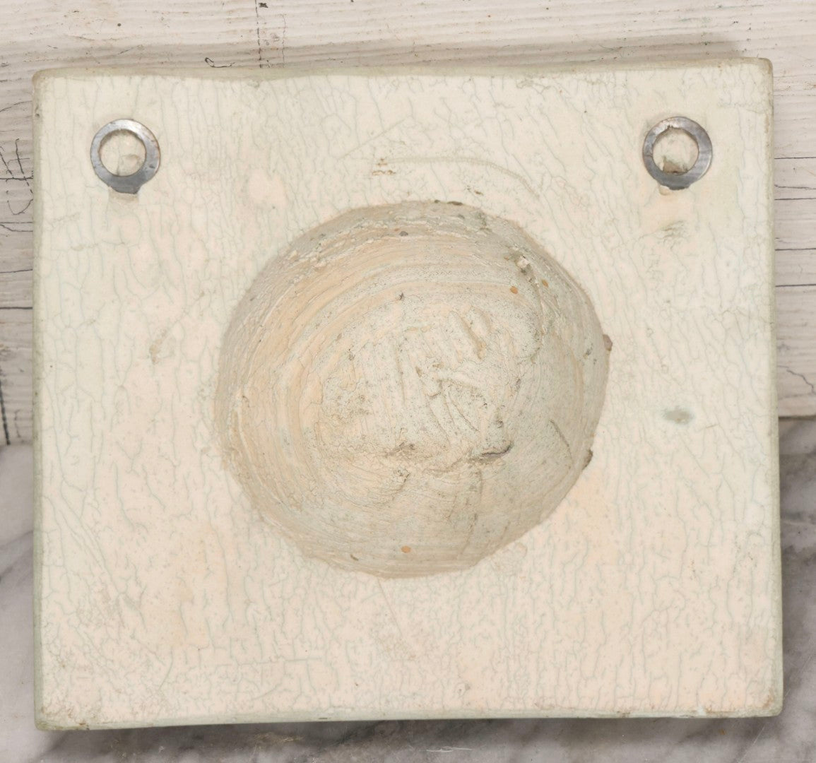 Lot 021 - Vintage Plaster Architectural Relief Plaque With Lion Head Design, 8-1/4" x 7-1/4"