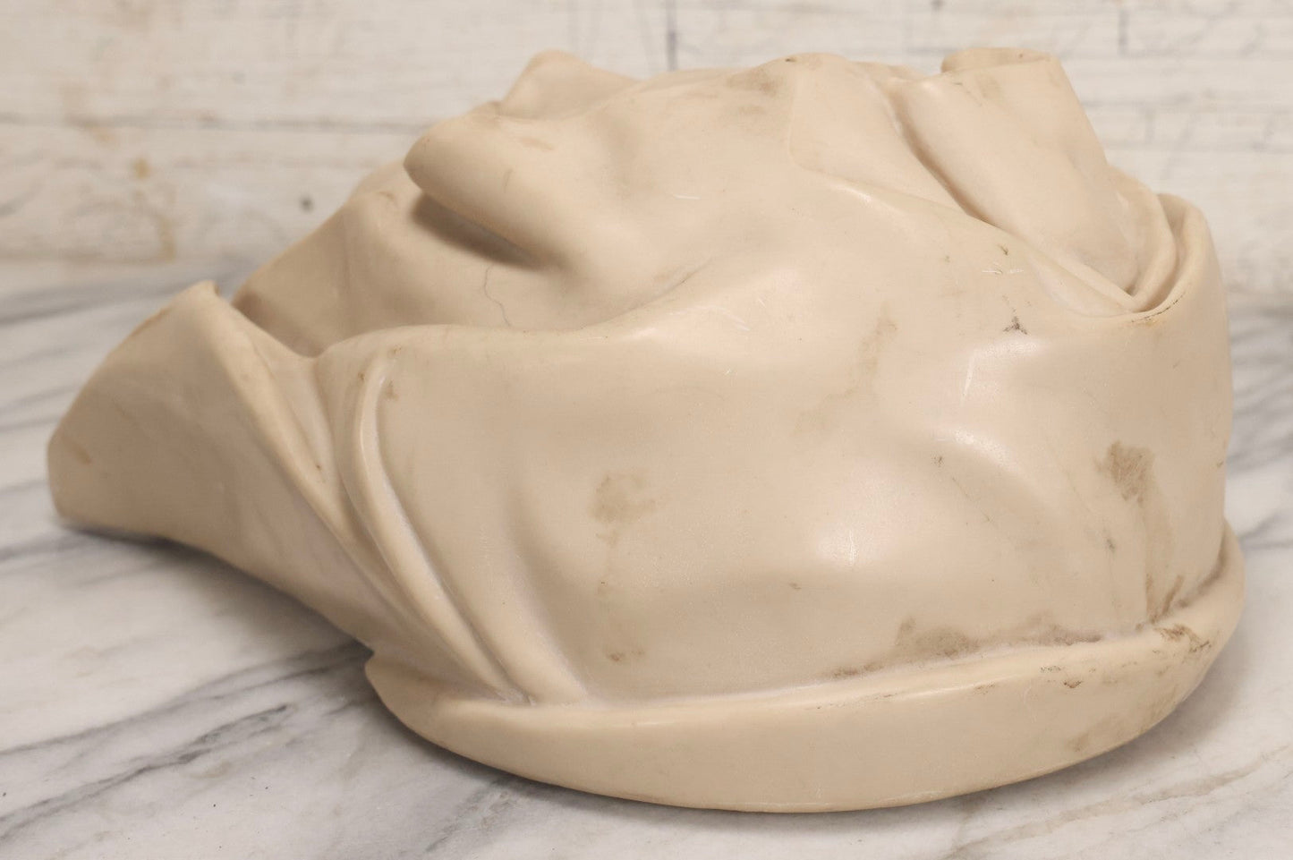 Lot 022 - Vintage Cold Cast Composite Polymer And Marble Wall Sculpture "Head Of The Virgin," Authorized Reproduction Of Michelangelo's Pietà By The Metropolitan Museum Of Art And Vatican Museums, Note Chip To Veil, 13-1/4" H