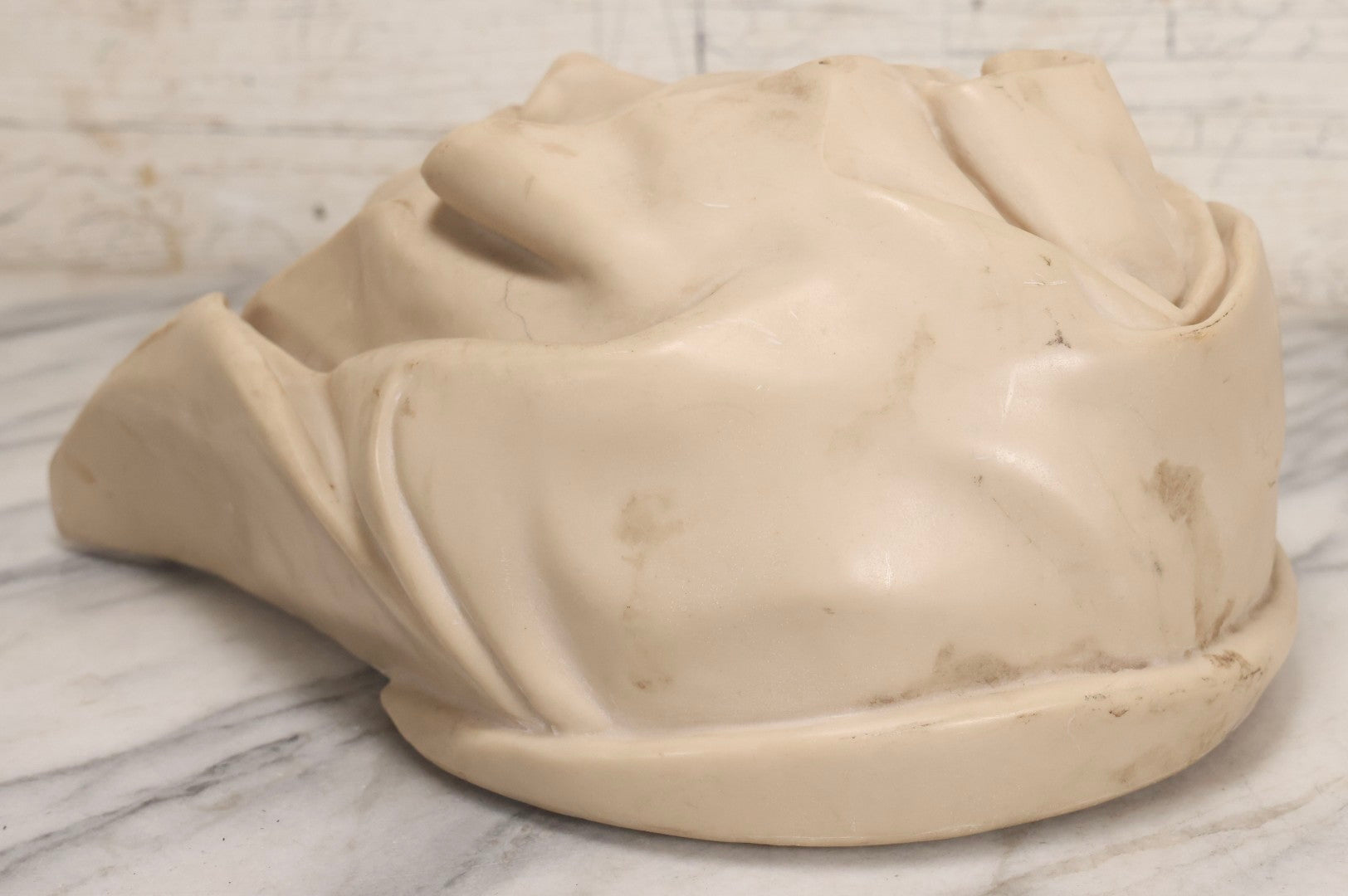 Lot 022 - Vintage Cold Cast Composite Polymer And Marble Wall Sculpture "Head Of The Virgin," Authorized Reproduction Of Michelangelo's Pietà By The Metropolitan Museum Of Art And Vatican Museums, Note Chip To Veil, 13-1/4" H