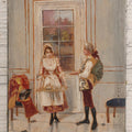Lot 024 - Antique Miniature Painting On Wood Panel “La Déclaration,” Signed, Interior Scene With Courtiers, 4" x 6"