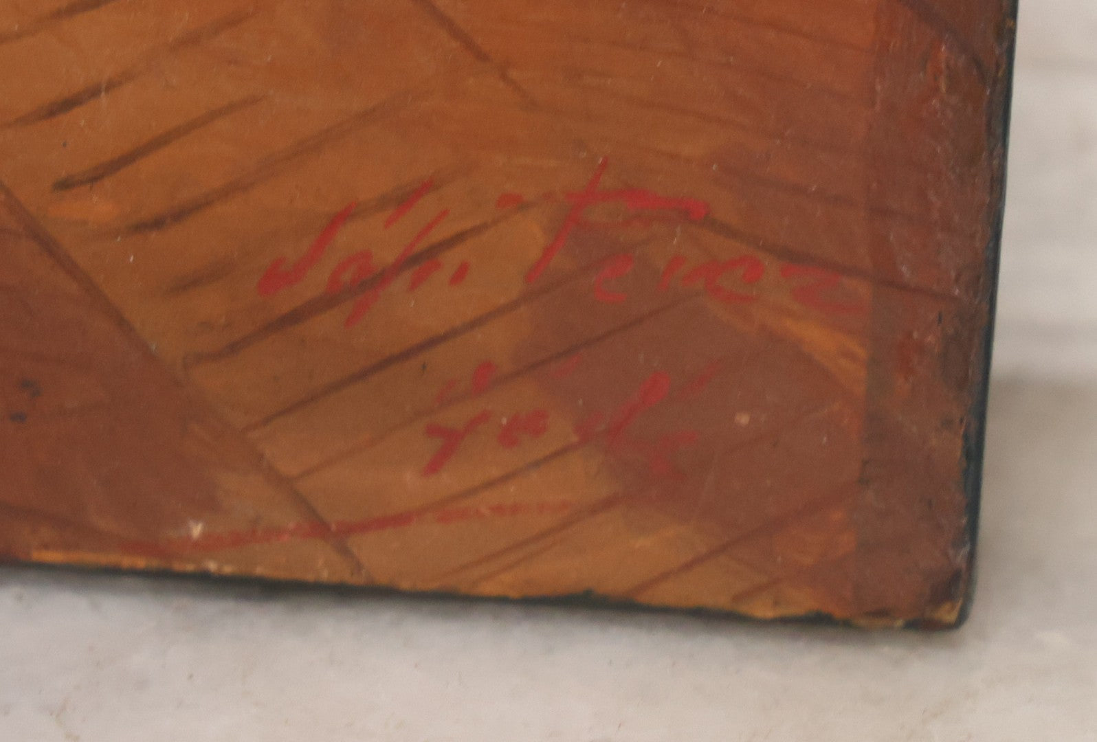 Lot 025 - Antique Miniature Painting On Wood Panel “Le Rendez-Vous,” Signed, Streetfront Scene With Figures, 4" x 6"