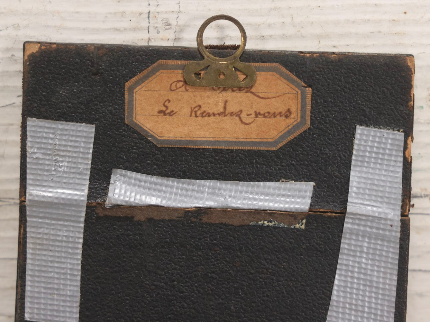 Lot 025 - Antique Miniature Painting On Wood Panel “Le Rendez-Vous,” Signed, Streetfront Scene With Figures, 4" x 6"