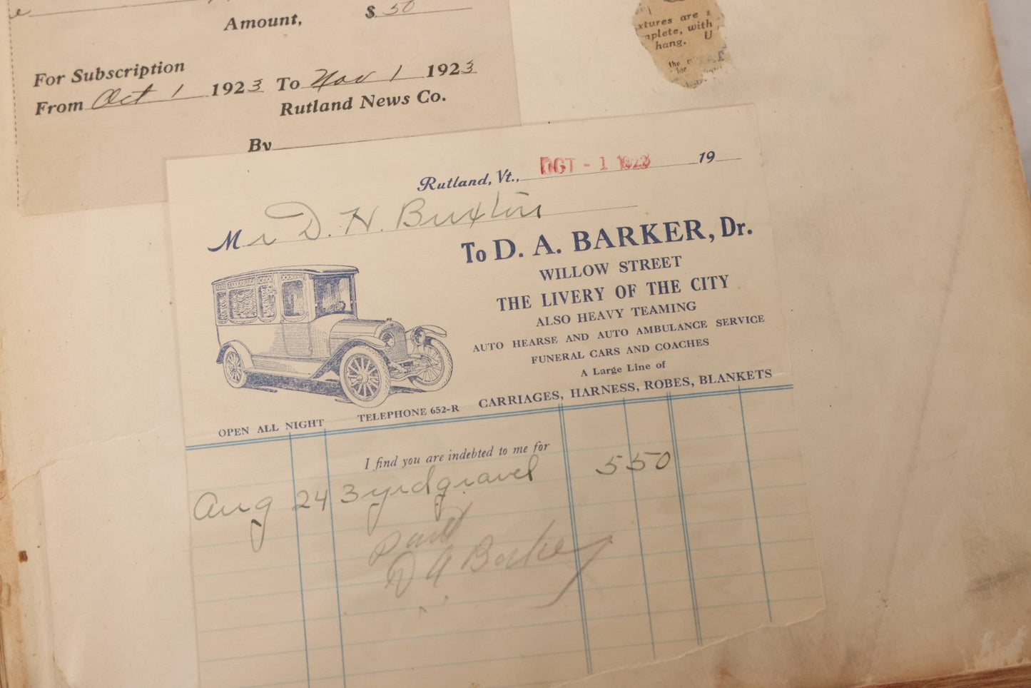 Lot 026 - Antique 1901 Manning, Maxwell & Moore Of New York Machine Tools Catalogue Used As Scrapbook And Receipt Book By Dwight H. Buxton Of Rutland, Vermont, Containing Receipts, Letters, Billheads, And Industrial Illustrations