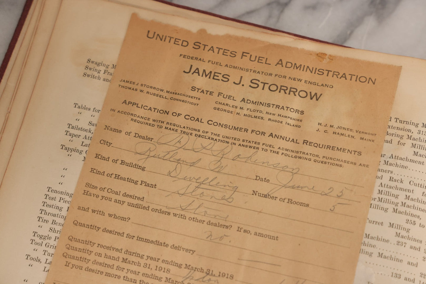 Lot 026 - Antique 1901 Manning, Maxwell & Moore Of New York Machine Tools Catalogue Used As Scrapbook And Receipt Book By Dwight H. Buxton Of Rutland, Vermont, Containing Receipts, Letters, Billheads, And Industrial Illustrations