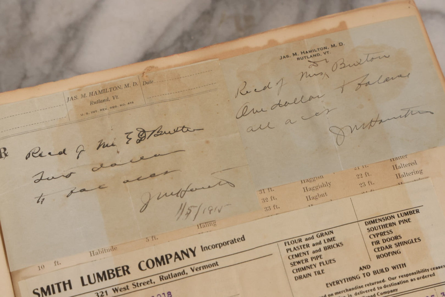 Lot 026 - Antique 1901 Manning, Maxwell & Moore Of New York Machine Tools Catalogue Used As Scrapbook And Receipt Book By Dwight H. Buxton Of Rutland, Vermont, Containing Receipts, Letters, Billheads, And Industrial Illustrations