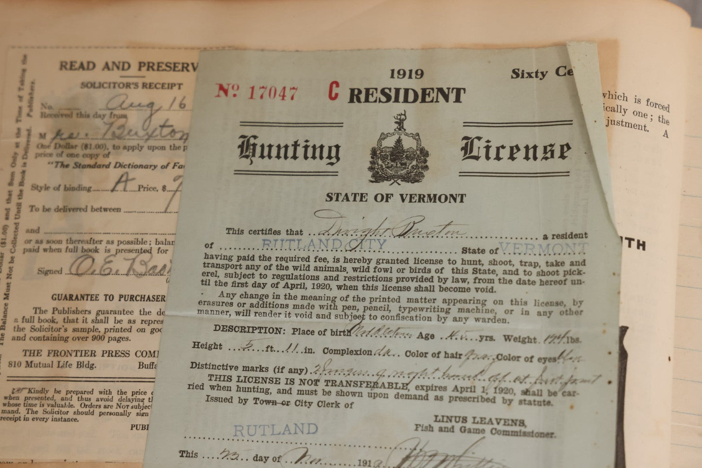 Lot 026 - Antique 1901 Manning, Maxwell & Moore Of New York Machine Tools Catalogue Used As Scrapbook And Receipt Book By Dwight H. Buxton Of Rutland, Vermont, Containing Receipts, Letters, Billheads, And Industrial Illustrations