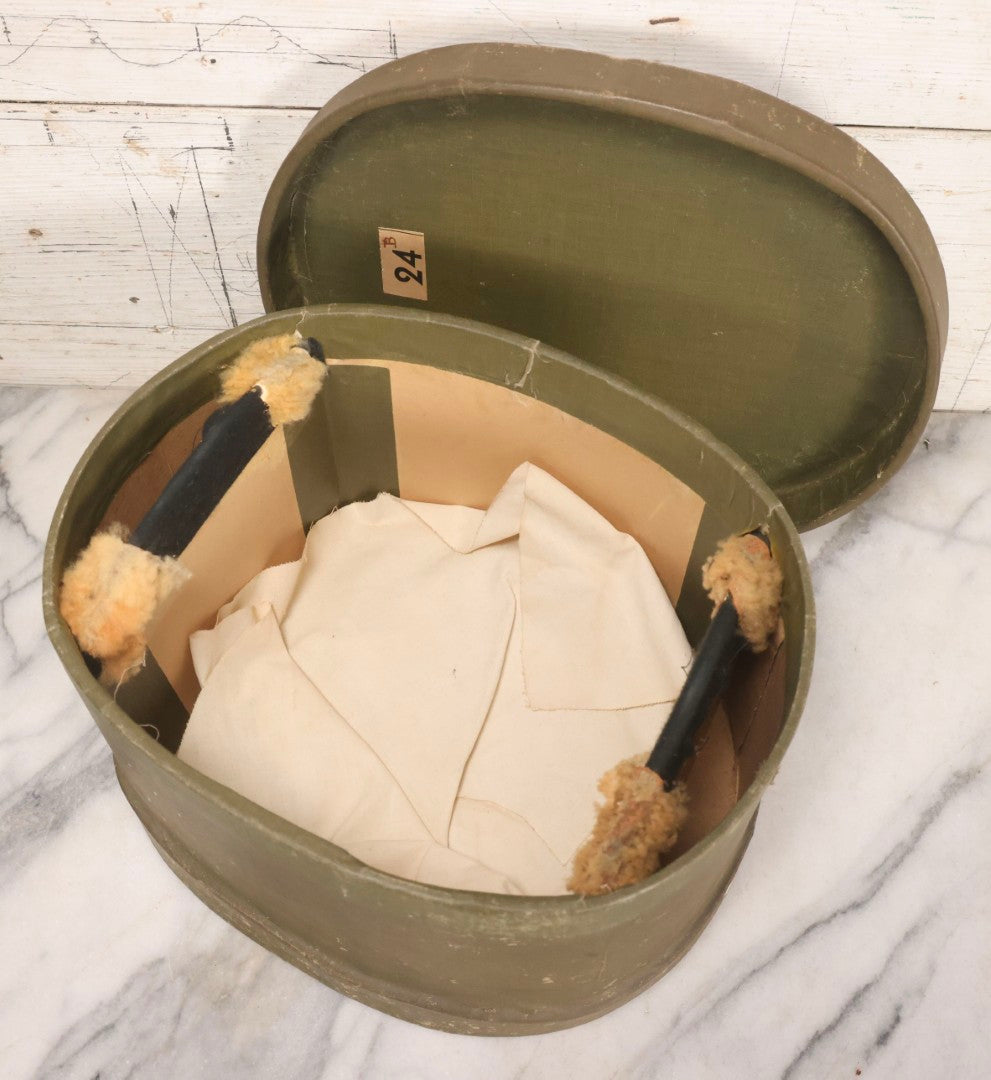 Lot 027 - Antique Top Hat With "The Heim Hat" Maker's Mark, Manchester, New Hampshire, Likely Beaverskin, Size 7-1/8, With Period Paperboard Hat Box