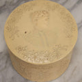Lot 029 - Antique Cream Celluloid Collar Box With Embossed Portrait Of Woman And Floral Decoration, 4-3/4" H