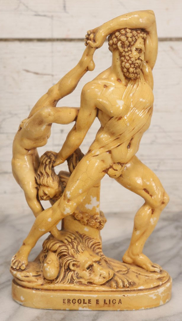 Lot 035 - Vintage Lacquered Chalkware Statue After Antonio Canova's “Ercole E Lica" ("Hercules And Lica"), 10-3/8" H