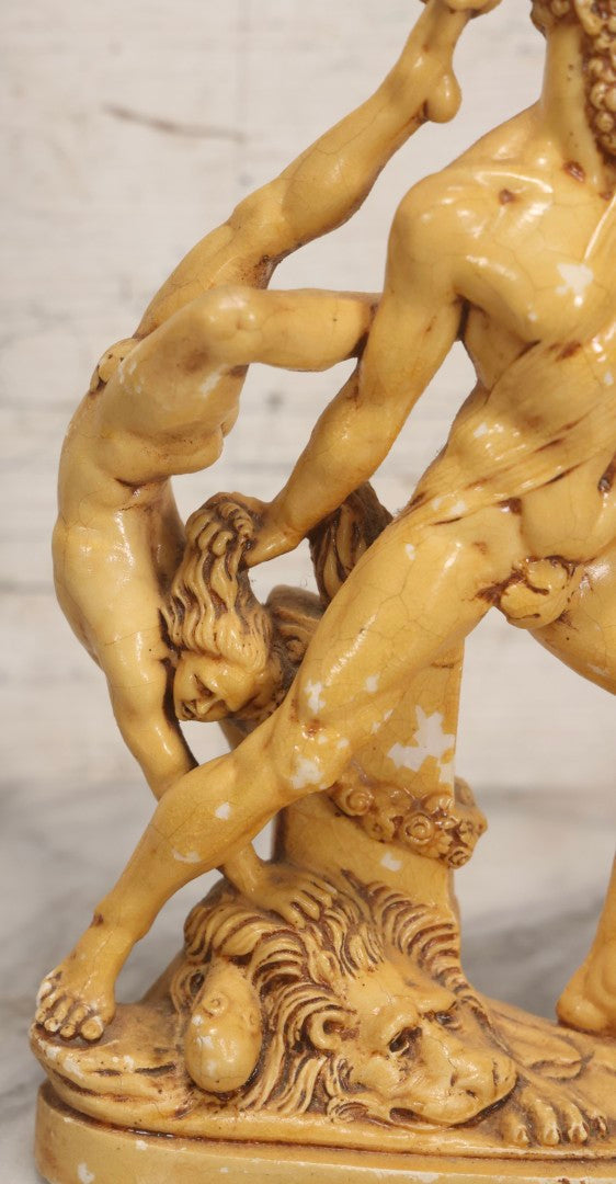 Lot 035 - Vintage Lacquered Chalkware Statue After Antonio Canova's “Ercole E Lica" ("Hercules And Lica"), 10-3/8" H