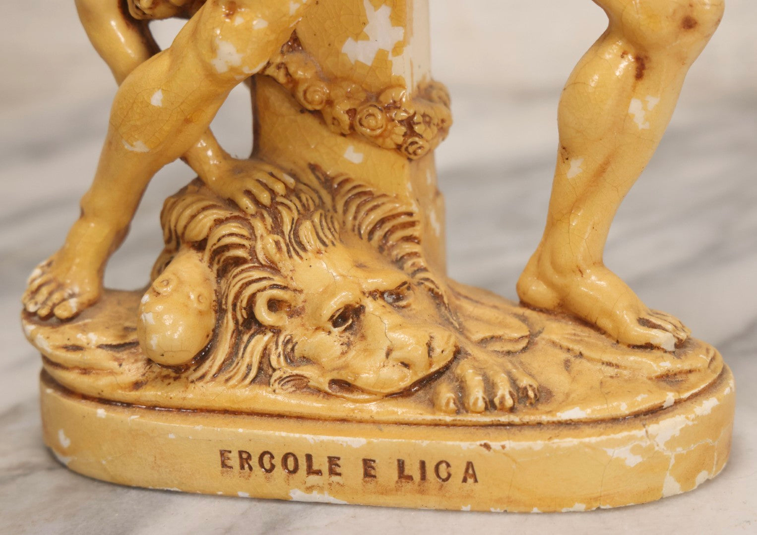 Lot 035 - Vintage Lacquered Chalkware Statue After Antonio Canova's “Ercole E Lica" ("Hercules And Lica"), 10-3/8" H