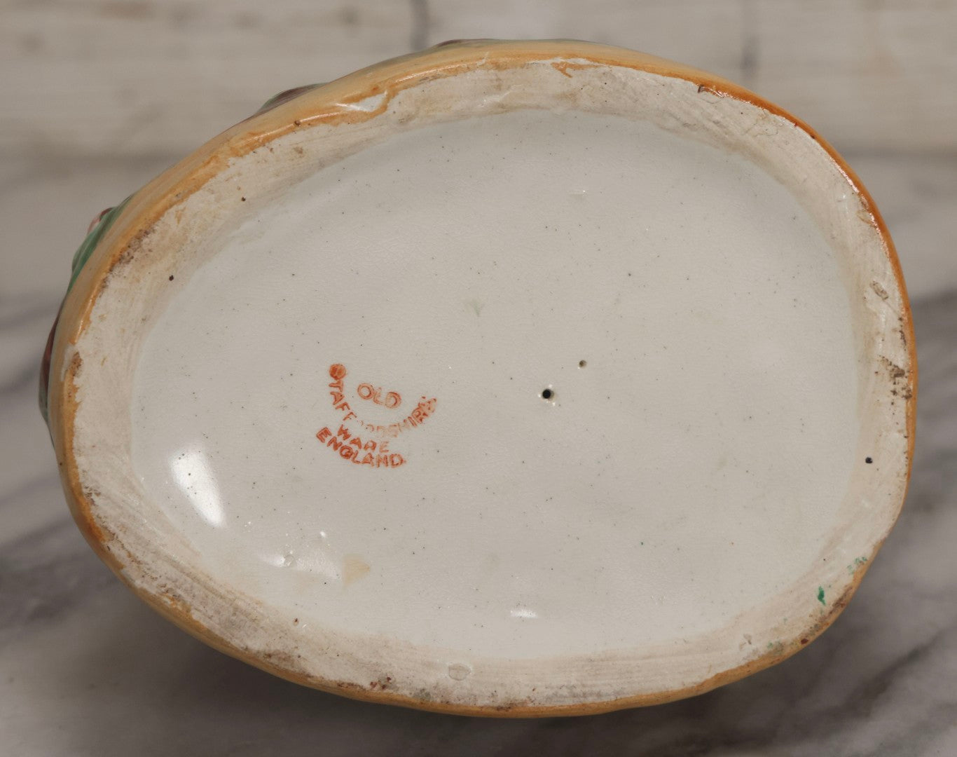 Lot 036 - Antique Staffordshire Porcelain Figure Of Girl In Red Hood With Basket And Dog, Possibly Little Red Riding Hood, 7-1/2" H