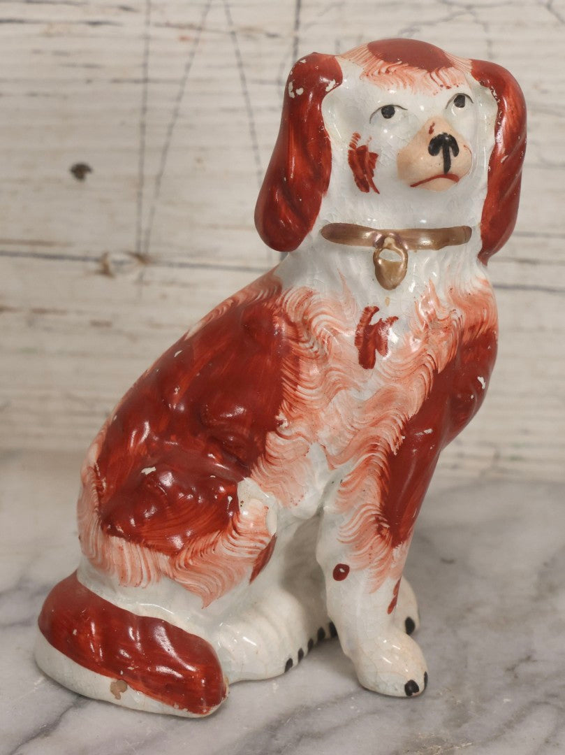 Lot 038 - Pair Of Vintage Staffordshire-Style Spaniel Figurines, 2-3/4" H And 5-5/8" H
