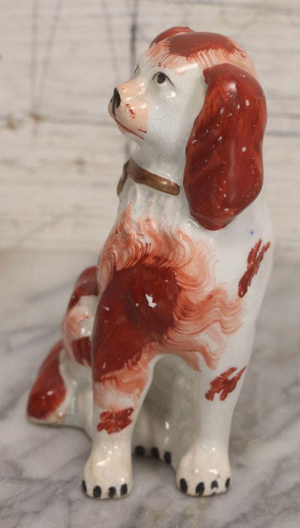 Lot 038 - Pair Of Vintage Staffordshire-Style Spaniel Figurines, 2-3/4" H And 5-5/8" H