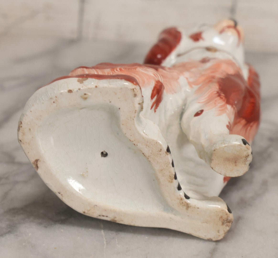 Lot 038 - Pair Of Vintage Staffordshire-Style Spaniel Figurines, 2-3/4" H And 5-5/8" H