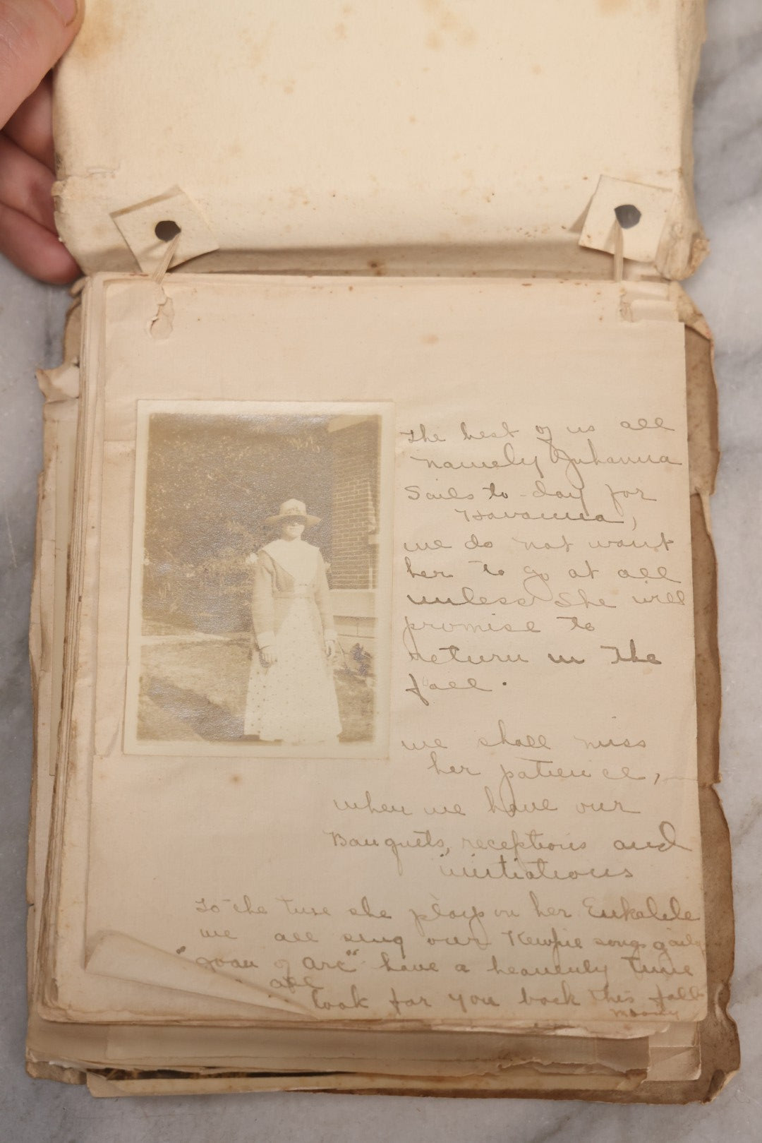 Lot 040 - Antique "Kewpie Book" Snapshot Photo Album And Scrapbook Of Johanna Cecile Powell, Hand-Painted Cover With Rose O'Neill-Style Kewpies, Containing Notes, Photographs, And Ephemera From The “Kewpie Klub,” Stetson University, Circa 1917–1920