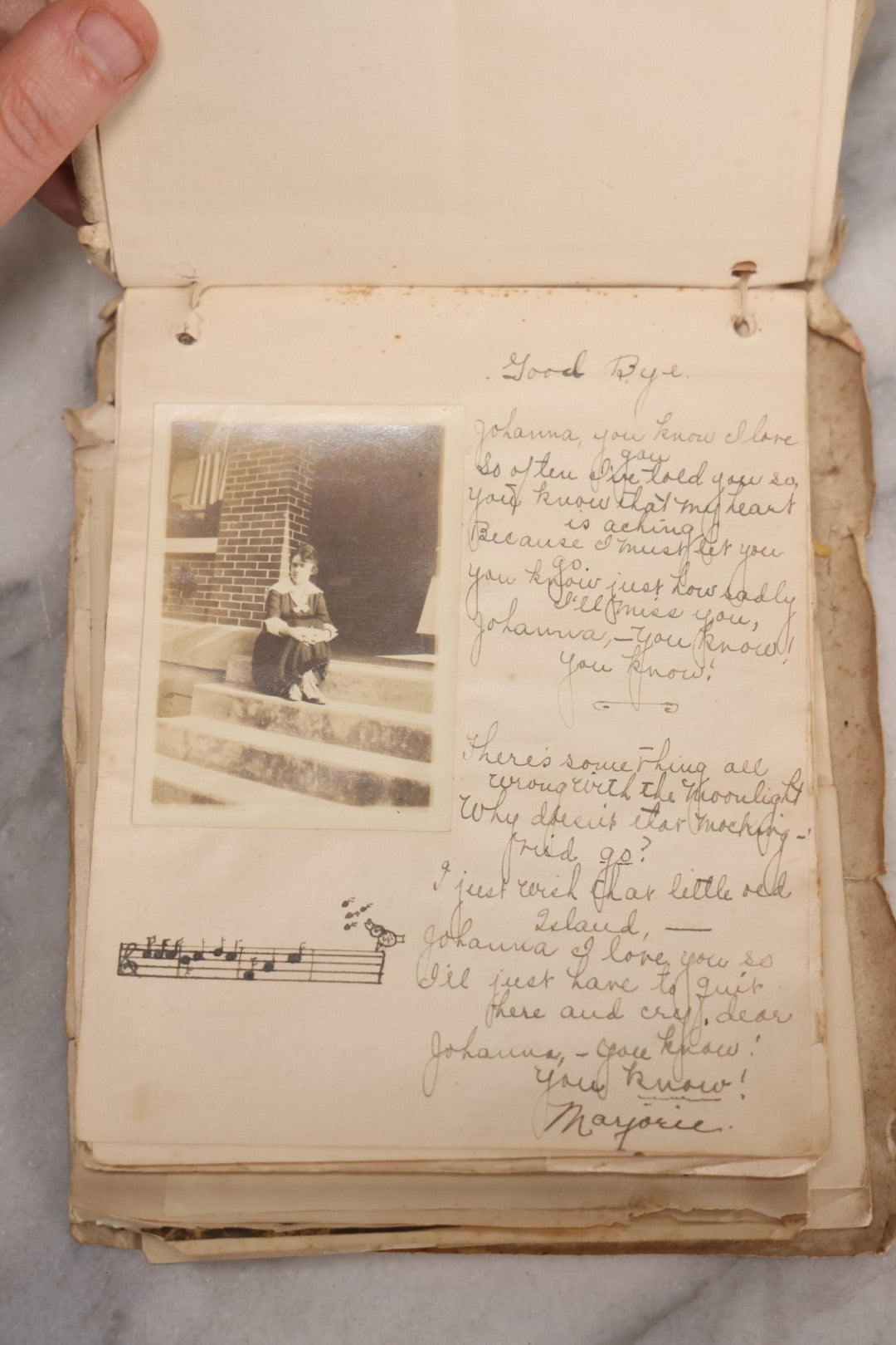 Lot 040 - Antique "Kewpie Book" Snapshot Photo Album And Scrapbook Of Johanna Cecile Powell, Hand-Painted Cover With Rose O'Neill-Style Kewpies, Containing Notes, Photographs, And Ephemera From The “Kewpie Klub,” Stetson University, Circa 1917–1920