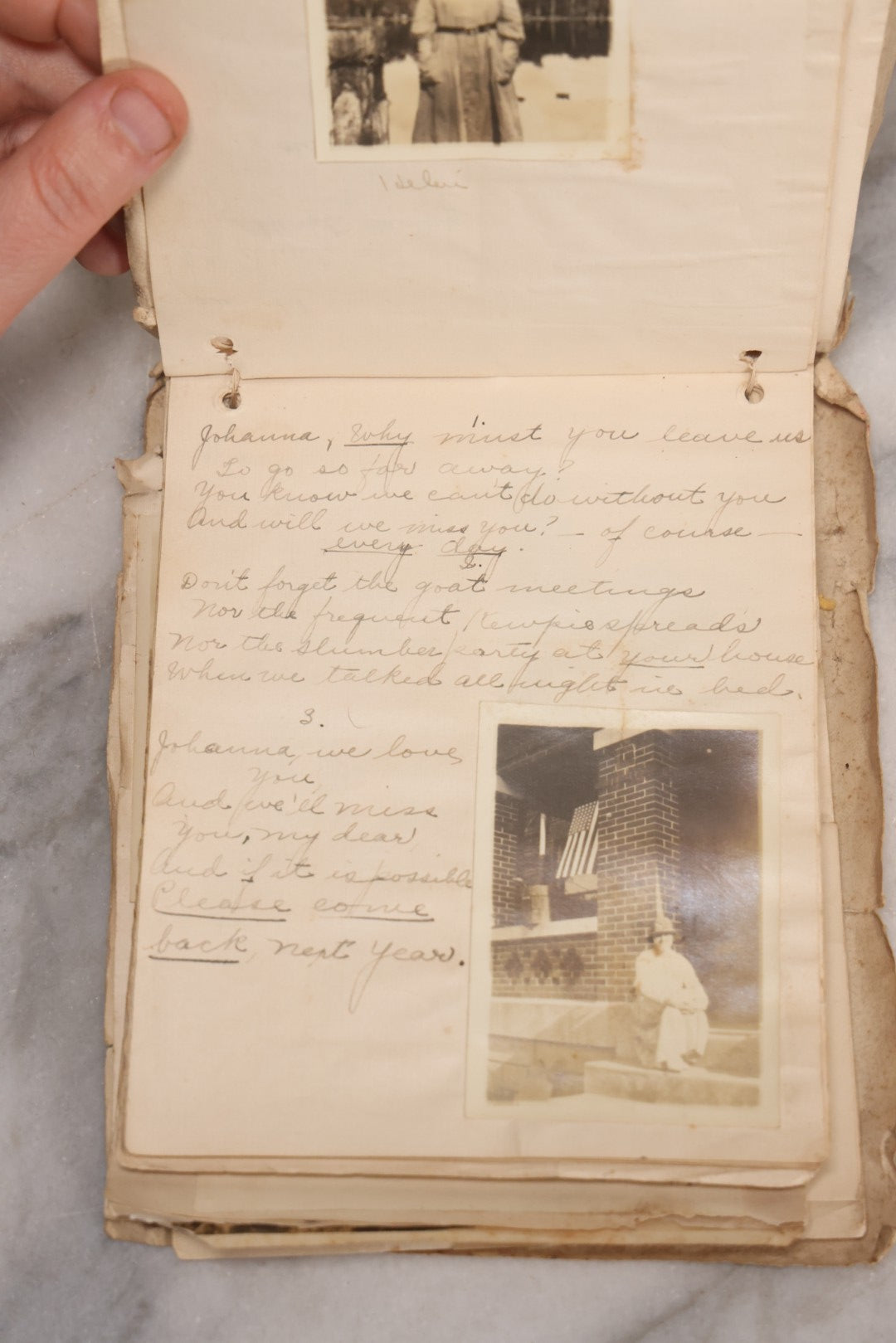 Lot 040 - Antique "Kewpie Book" Snapshot Photo Album And Scrapbook Of Johanna Cecile Powell, Hand-Painted Cover With Rose O'Neill-Style Kewpies, Containing Notes, Photographs, And Ephemera From The “Kewpie Klub,” Stetson University, Circa 1917–1920