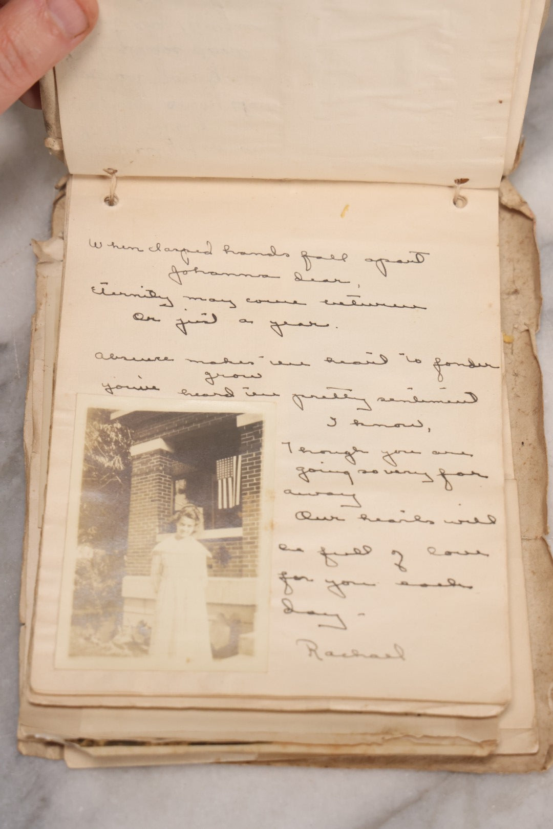 Lot 040 - Antique "Kewpie Book" Snapshot Photo Album And Scrapbook Of Johanna Cecile Powell, Hand-Painted Cover With Rose O'Neill-Style Kewpies, Containing Notes, Photographs, And Ephemera From The “Kewpie Klub,” Stetson University, Circa 1917–1920