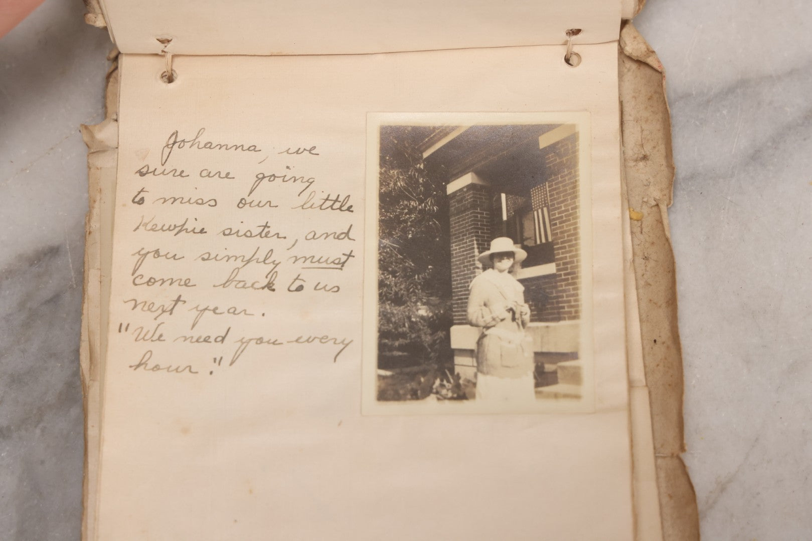 Lot 040 - Antique "Kewpie Book" Snapshot Photo Album And Scrapbook Of Johanna Cecile Powell, Hand-Painted Cover With Rose O'Neill-Style Kewpies, Containing Notes, Photographs, And Ephemera From The “Kewpie Klub,” Stetson University, Circa 1917–1920