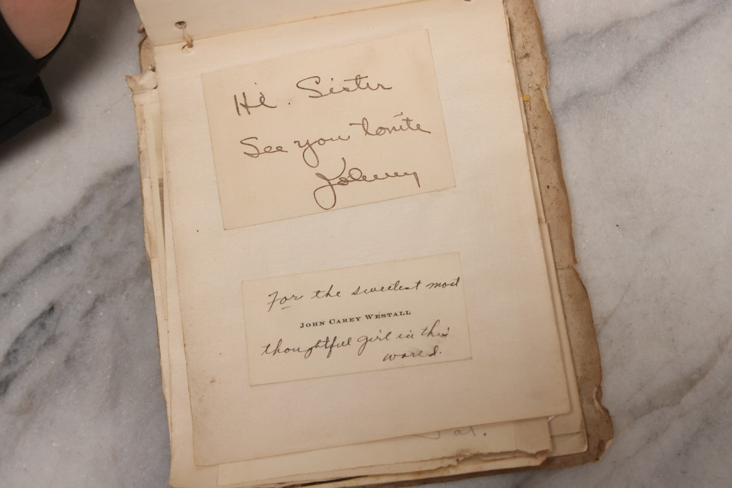 Lot 040 - Antique "Kewpie Book" Snapshot Photo Album And Scrapbook Of Johanna Cecile Powell, Hand-Painted Cover With Rose O'Neill-Style Kewpies, Containing Notes, Photographs, And Ephemera From The “Kewpie Klub,” Stetson University, Circa 1917–1920