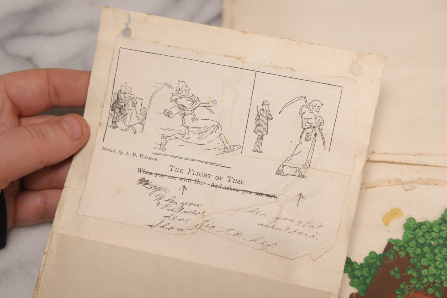 Lot 040 - Antique "Kewpie Book" Snapshot Photo Album And Scrapbook Of Johanna Cecile Powell, Hand-Painted Cover With Rose O'Neill-Style Kewpies, Containing Notes, Photographs, And Ephemera From The “Kewpie Klub,” Stetson University, Circa 1917–1920