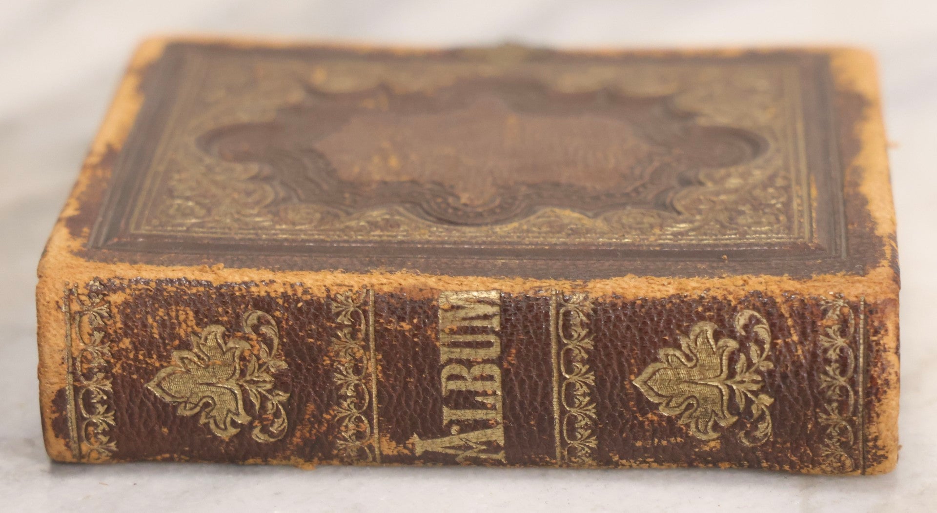 Lot 041 - Antique Complete Gem Tintype Photo Album Containing 96 Images On 12 Double-Sided Pages, Including Boy With Dog, Group And Pair Portraits, And Finely Executed Individual Studies