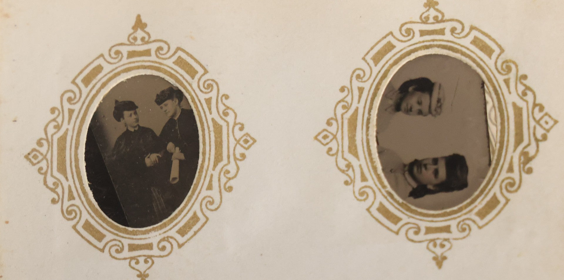 Lot 041 - Antique Complete Gem Tintype Photo Album Containing 96 Images On 12 Double-Sided Pages, Including Boy With Dog, Group And Pair Portraits, And Finely Executed Individual Studies
