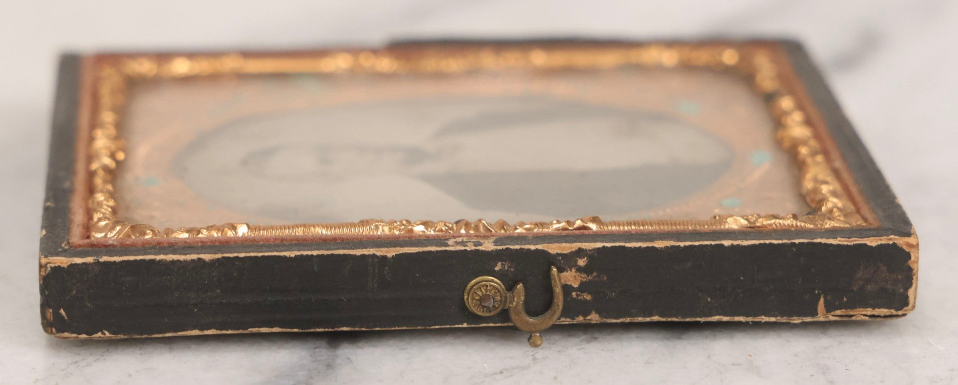 Lot 048 - Antique 1/6th Plate Ruby Ambrotype Photograph Of Skeptical-Looking Middle-Aged Man In Bowtie, White Shirt, And Blazer, In Half Leatherette Union Case