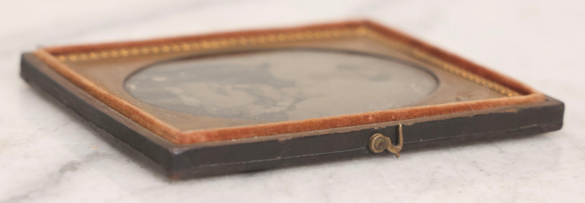 Lot 049 - Antique 1/6th Plate Ambrotype Photograph Of Seated Woman With Baby In Half Leatherette Union Case, Note Poor Condition